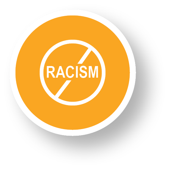 Icon of the word racism being crossed out with a line